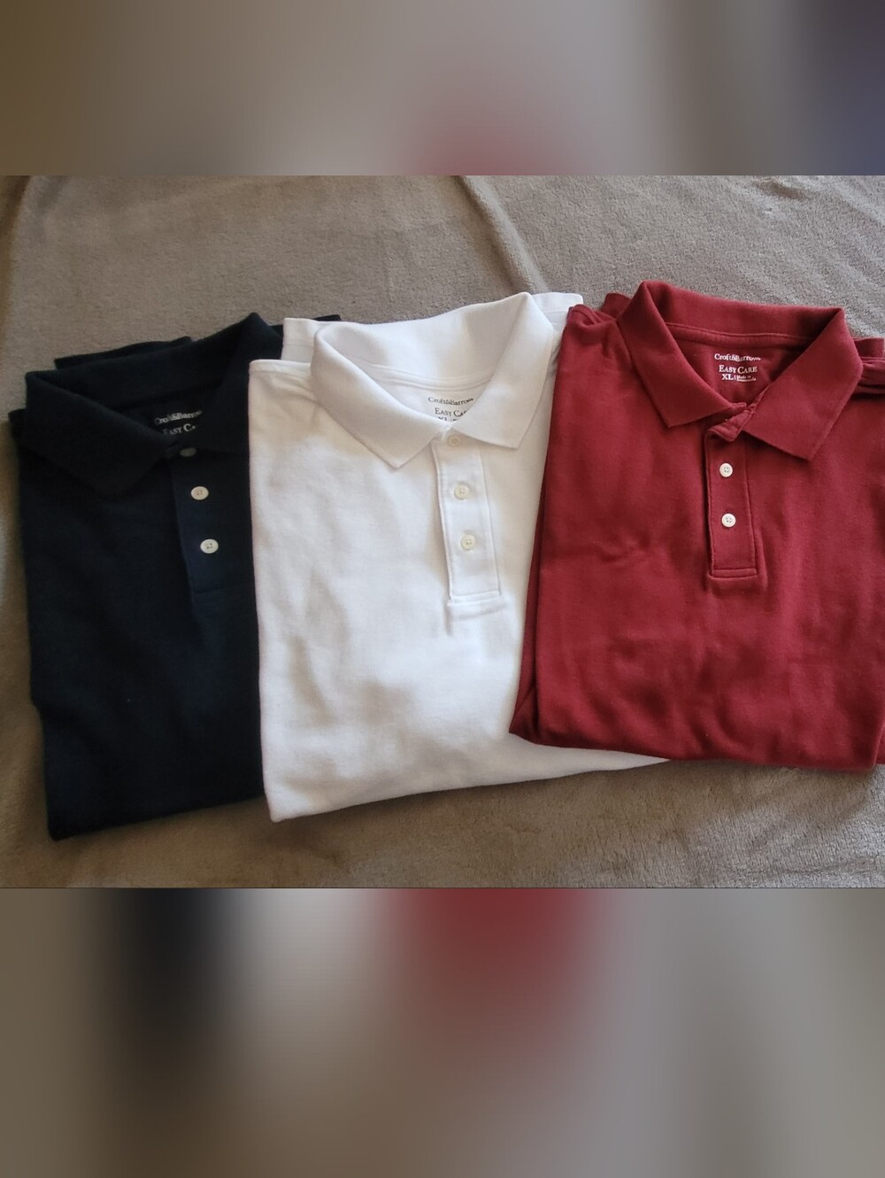 (3) Croft and Barrow Easy Care Polo Shirt Men's XL 100% Cotton Short Sleeve